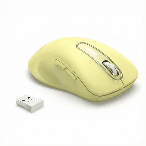 memzuoix Wireless Optical Mouse for Laptop, 5 Buttons 1400 DPI Wireless Mouse with USB Receiver, Cordless Computer Mice for Chromebook, Desktop, PC, Macbook,Light Yellow