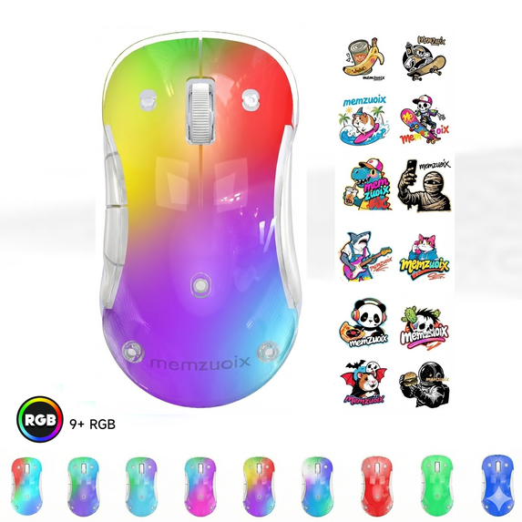 memzuoix LED Rechargeable Wireless Mouse, 9-Color Gradient RGB Light ...