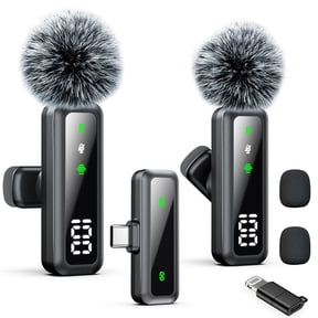 memzuoix Wireless Lavalier Microphone with Digital Battery Display, Mini Clip-on Mics for Type-C Android Phone/Tablet/PC Video Recording, deal for Vlog Tiktok Youtube Podcast Content Creator