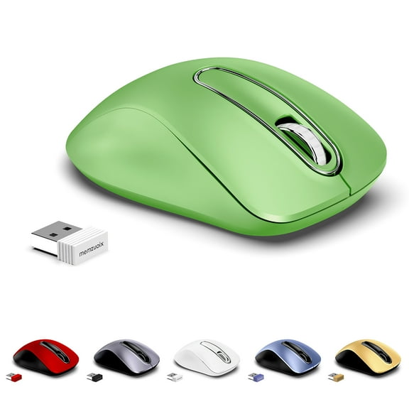 memzuoix Wireless Mouse, 5 Button 1400 DPI Mobile Optical Mouse, Cordless Laptop Mouse with Nano Receiver, Portable Computer Mice for PC, Desktop, MacBook, Green
