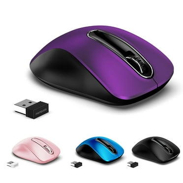 memzuoix Wireless Mouse, 5 Button 1400 DPI Mobile Optical Mouse, Cordless Laptop Mouse with Nano Receiver, Portable Computer Mice for PC, Desktop, MacBook, Purple
