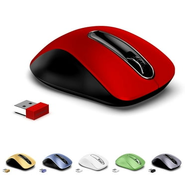 memzuoix Wireless Mouse for Laptop, 1400 DPI Portable Optical Mobile Mouse with Nano Receiver, Low Noise, Cordless Computer Mice for Chromebook, Desktop, PC, Red