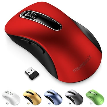 memzuoix Wireless Mouse for Laptop, 1400 DPI Portable Optical Mobile Mouse with Nano Receiver, Low Noise, Cordless Computer Mice for Chromebook, Desktop, PC, Red