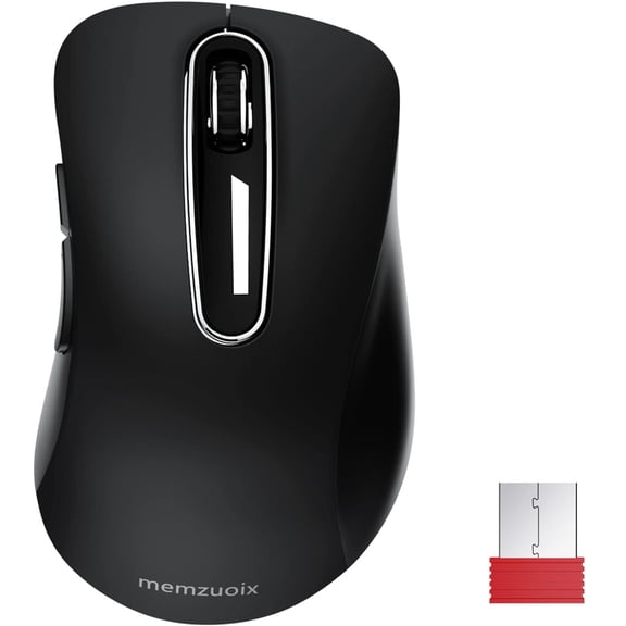 memzuoix Wireless Mouse for Laptop, 5 Buttons 1400 DPI Wireless Mouse with USB Receiver, Cordless Computer Mice for Chromebook, Desktop, PC, Macbook(Black)