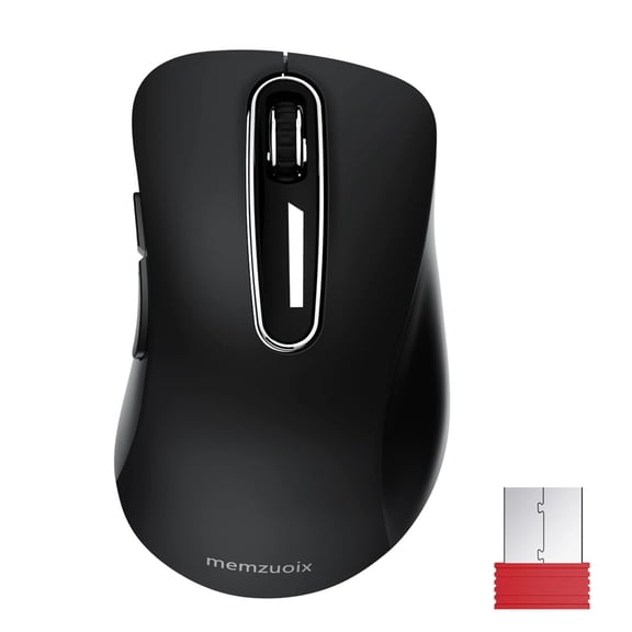 memzuoix Wireless Mouse for Laptop, 5 Buttons 1400 DPI Wireless Mouse with USB Receiver, Cordless Computer Mice for Chromebook, Desktop, PC, Macbook(Black)