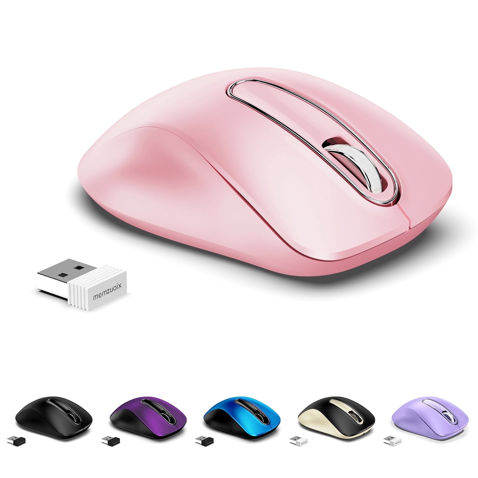 Computer Pet Making Memzuoix Wireless Mouse, Pink Ergonomic Design, 5 Buttons, 1400 DPI ...
