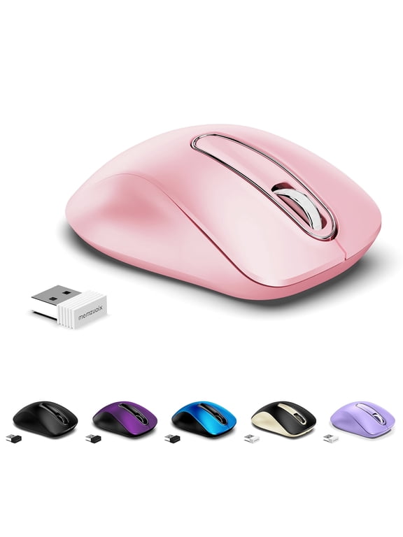 Wireless Mouse for Laptop, Pink Ergonomic Wireless Mouse 5 Buttons 1400 DPI with Nano, Cordless Computer Mouse for Chromebook, Desktop, PC, Mac