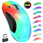 memzuoix Wireless Rechargeable LED Mouse, 2.4G with USB Receiver, 5-Button, 1200 DPI, Ambidextrous Design for PC, Laptop, Desktop, Chromebook, Mac – White