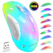 memzuoix Wireless Rechargeable RGB Mouse, 2.4G with USB Receiver, 5-Button, 1200 DPI, Ambidextrous Design for PC, Laptop, Desktop, Chromebook, Mac  Blue