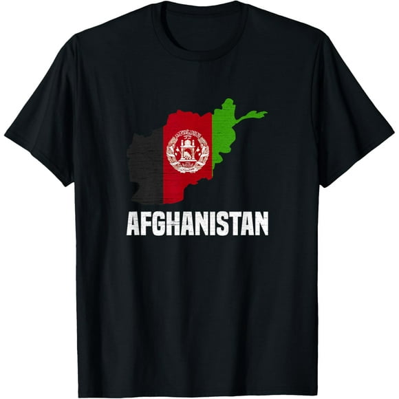 men and women can wear，Afghan Flag Country Map Outline Afghanistan T-Shirt