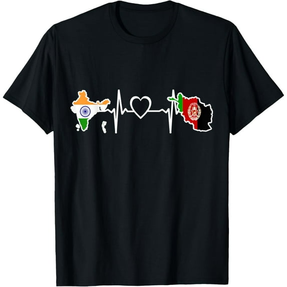 men and women can wear,Afghanistan India Flag Afghan Indian Heartbeat T-Shirt