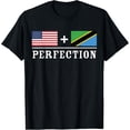 thumbnail image 1 of men and women can wear，American + Tanzanian = Perfection Flag T-Shirt, 1 of 4