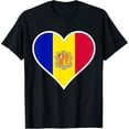 thumbnail image 1 of men and women can wear，Andorra Flag Heart Andorra Gifts Love Andorra T-Shirt, 1 of 4