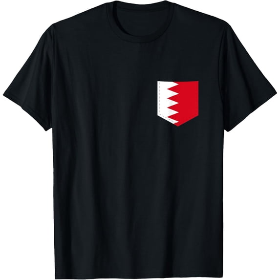 men and women can wear,Bahrain Flag with Printed Bahraini Flag Pocket T-Shirt