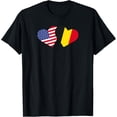 thumbnail image 1 of men and women can wear，Belgium USA Flag T Shirt Heart Belgian Americans Love Cute T-Shirt, 1 of 4