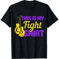 thumbnail image 1 of men and women can wear，Bladder Cancer Awareness Month Day Yellow Purple Ribbon T-Shirt, 1 of 4