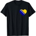 thumbnail image 1 of men and women can wear，Bosnia and Herzegovina Flag Heart Love T-Shirt, 1 of 4