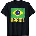 thumbnail image 1 of men and women can wear，Brasil Brazil Flag Vintage Retro Country Brazilian Pride T-Shirt, 1 of 4