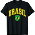 thumbnail image 1 of men and women can wear， Brazil Brasil Brazilian Flag T-Shirt, 1 of 4