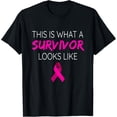 thumbnail image 1 of men and women can wear，Breast Cancer Awareness Survivor Pink Ribbon Gifts T-Shirt, 1 of 4