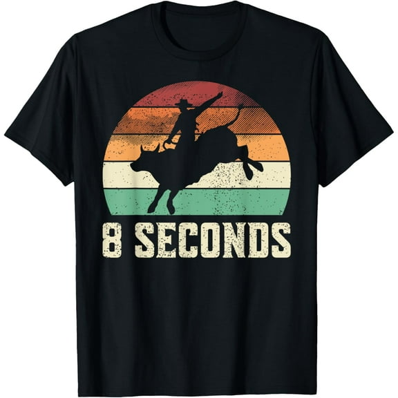 men and women can wear,Bull Riding Eight Seconds Cowboy Rider Retro Vintage T-Shirt