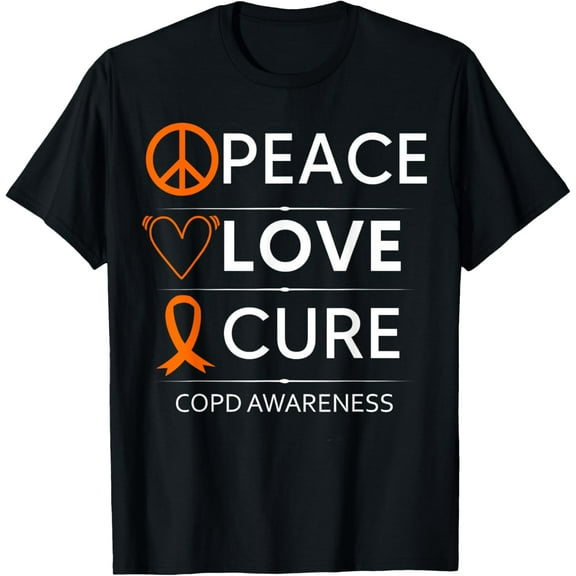 men and women can wear，COPD Awareness Orange Ribbon Emphysema Chronic Lung Disease T-Shirt