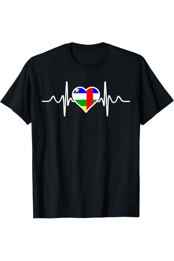 men and women can wear，Central African Republic Flag Heart Love T-Shirt