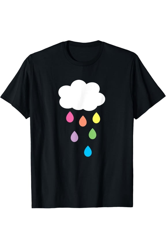 men and women can wear,Cloud with Rainbow Raindrops Tshirt T-Shirt