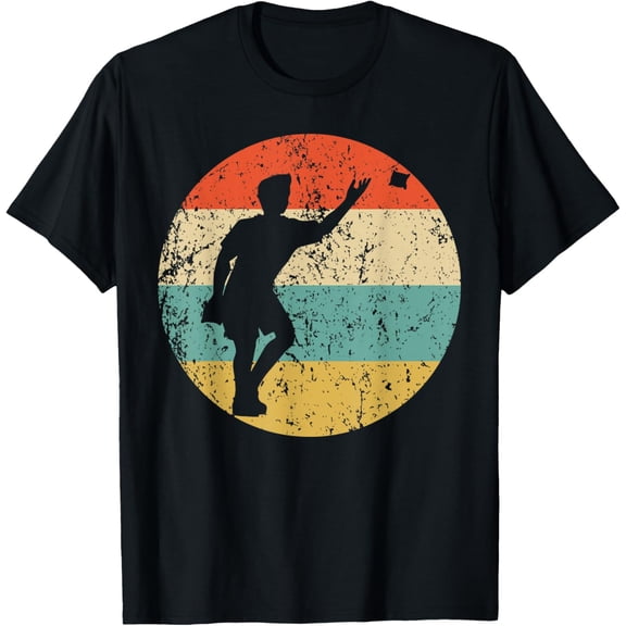 men and women can wear，Cornhole Player Silhouette Retro Cornhole T-Shirt