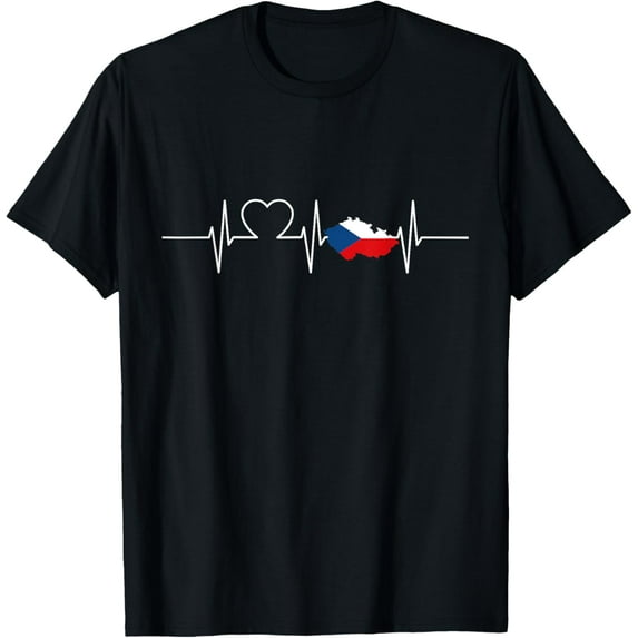 men and women can wear，Czech Rebuplic Heartbeat Vintage Flag Czech Rebuplic T-Shirt