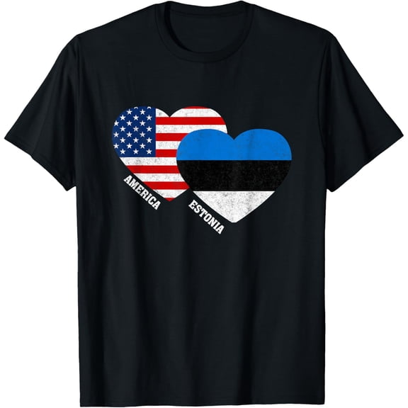 men and women can wear，Estonia Flag Shirt Estonian American Pride Vintage T-Shirt
