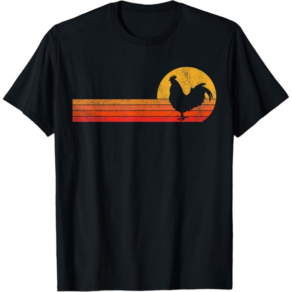 men and women can wear，Funny Rooster Lover Retro Rooster Vintage Black Unisex Small T-Shirt