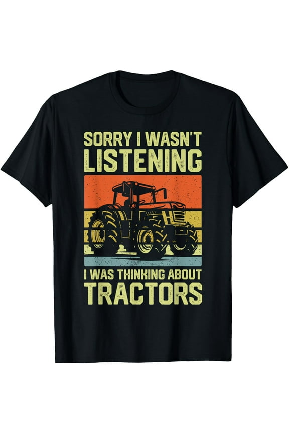 men and women can wear,Funny Thinking About Tractors Tractor Lover Farmer Men Boys T-Shirt