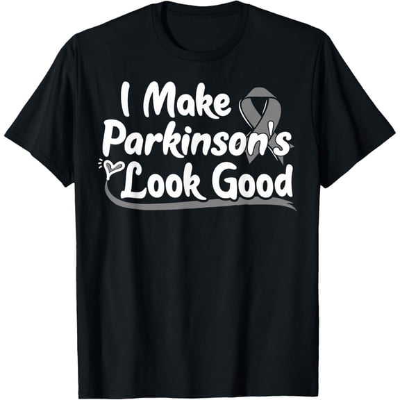 men and women can wear，Gift for Parkinson Disease Patients Gray Awareness Ribbon T-Shirt