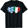 thumbnail image 1 of men and women can wear，Greek Italian Flag Heart Italy Greece Gift T-Shirt, 1 of 4