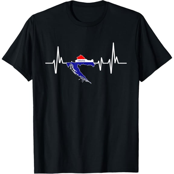 men and women can wear，Heartbeat Design Croatian Flag Croatia T-Shirt