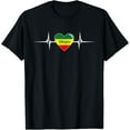 thumbnail image 1 of men and women can wear，Heartbeat Design Ethiopian Flag Ethiopia T-Shirt, 1 of 4
