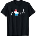 thumbnail image 1 of men and women can wear，Heartbeat Design Luxembourgish Flag Luxembourg T-Shirt, 1 of 4
