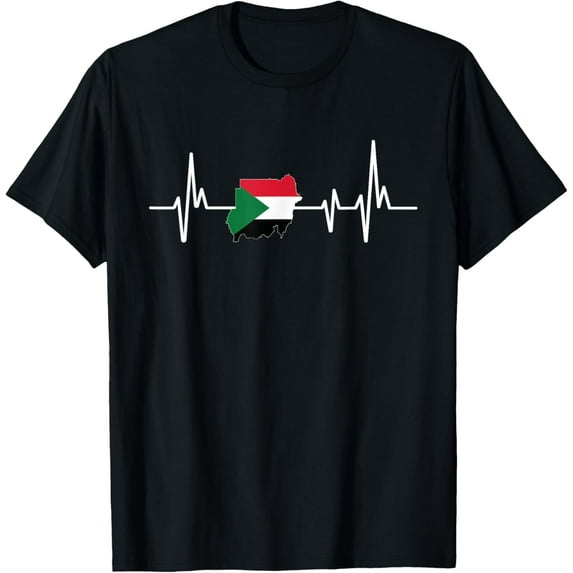 men and women can wear,Heartbeat Design Sudanese Flag Sudan T-Shirt