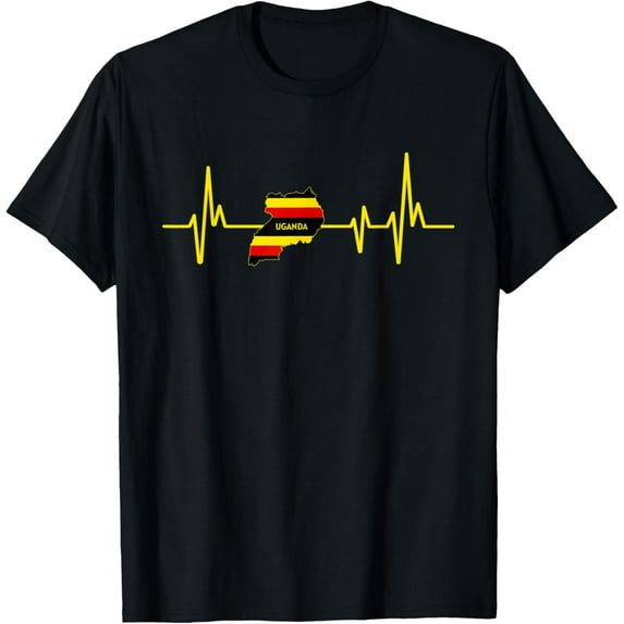 men and women can wear,Heartbeat Design Ugandan Flag Uganda T-Shirt