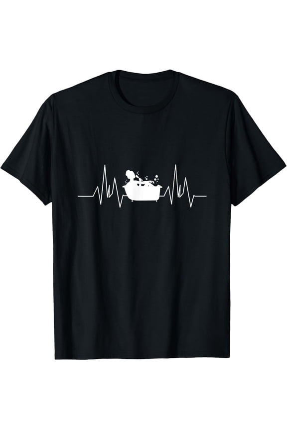 men and women can wear，Heartbeat bathtub bathing wine heartbeat ECG pulse T-Shirt