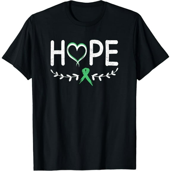 men and women can wear，Hope Heart Green Ribbon Liver Disease T-Shirt