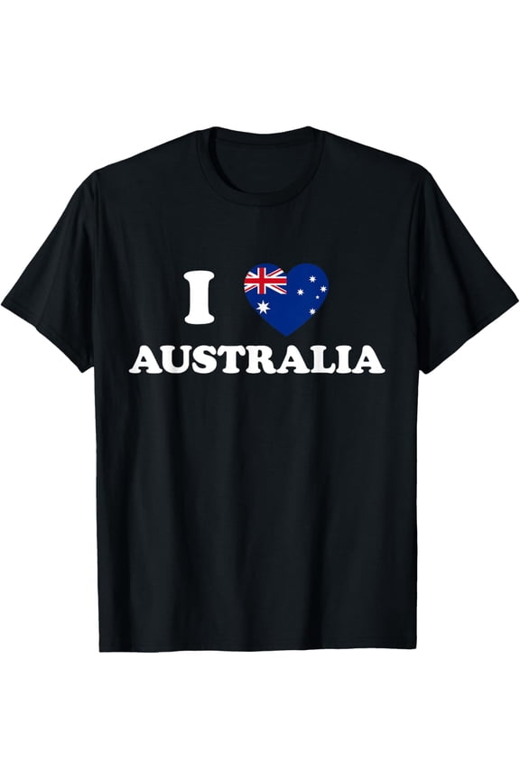 men and women can wear，I Love Australia Flag I Heart Shape Aussie Men Women Kids T-Shirt
