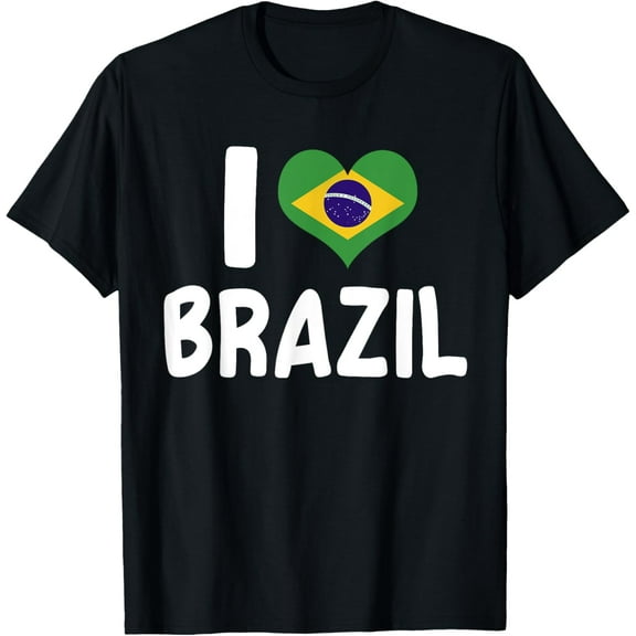 men and women can wear，I Love Brazil Flag Brazilian Roots T-Shirt