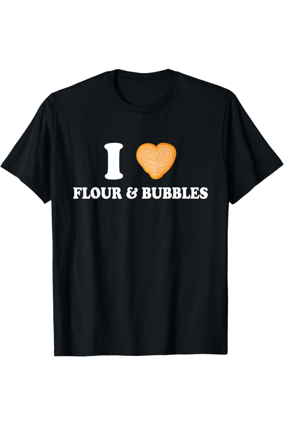 men and women can wear,I Love Flour & Bubbles Bread Heart Apparel T-Shirt