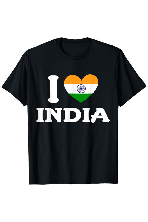 men and women can wear, I Love India Heart Indian Flag T-Shirt