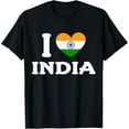 thumbnail image 1 of men and women can wear， I Love India Heart Indian Flag T-Shirt, 1 of 4