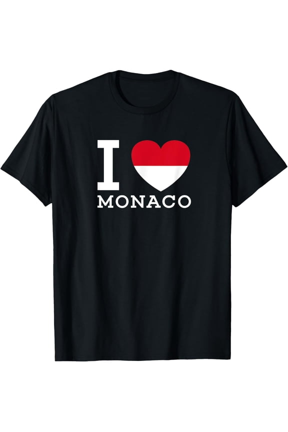 men and women can wear，I Love MONACO Flag Heart special T Shirt for Monaco Lovers