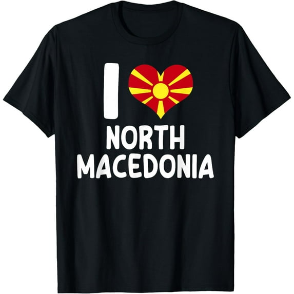 men and women can wear,I Love North Macedonia Flag Macedonian Roots T-Shirt