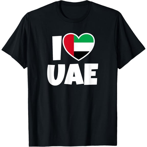 men and women can wear,I Love UAE (United Arab Emirates) with Flag and Heart T-Shirt